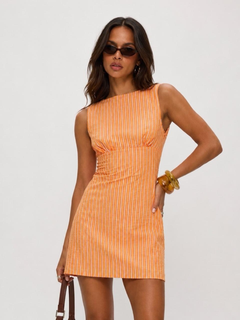 Princess Polly Orange and White Striped Mini Dress